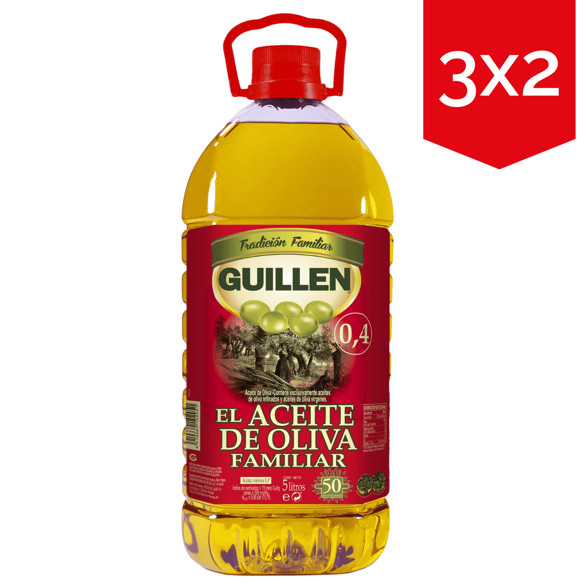 Aceite de Oliva suave 0,4 Guillén en Garrafa 5L