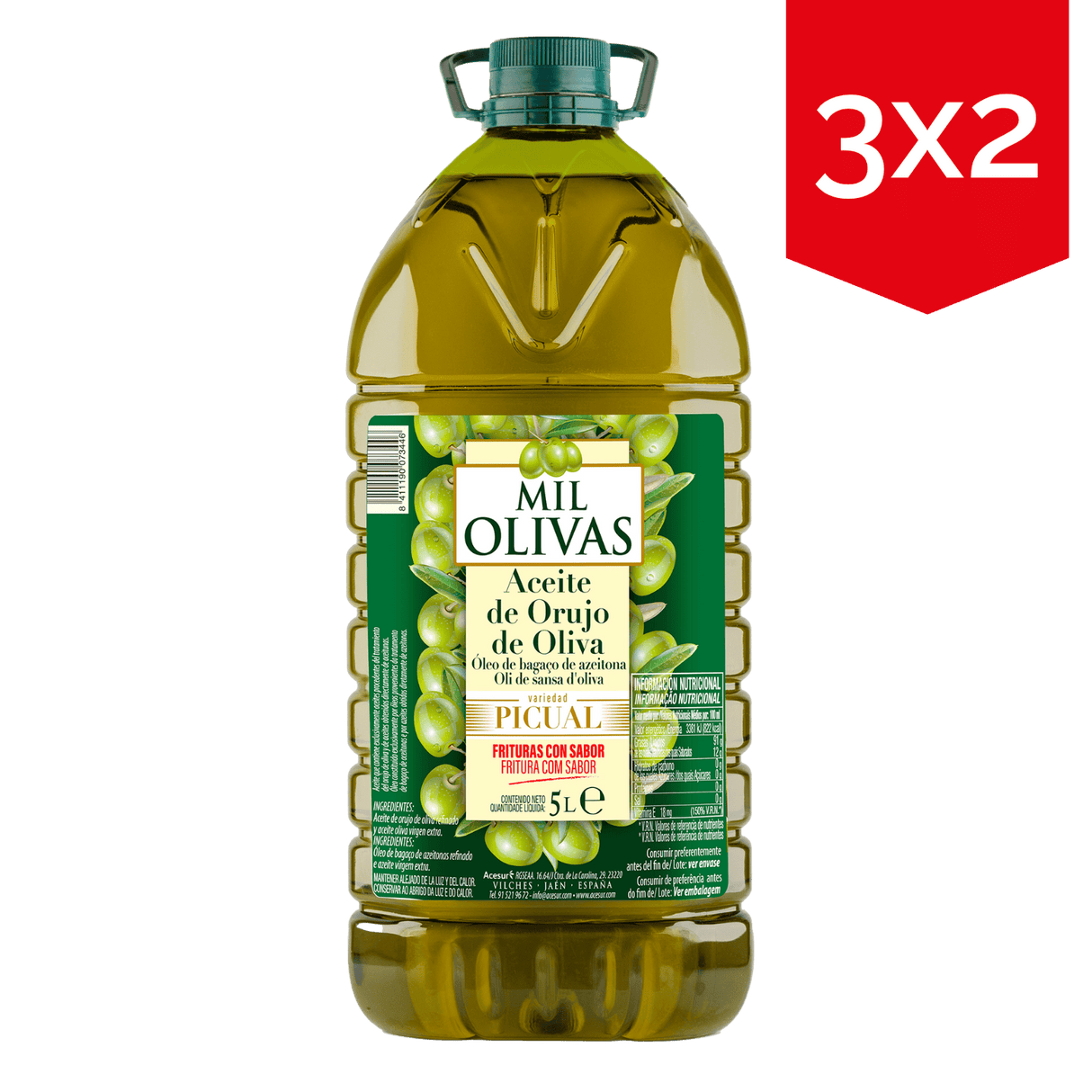 Aceite de orujo de oliva picual Mil Olivas garrafa de 5L