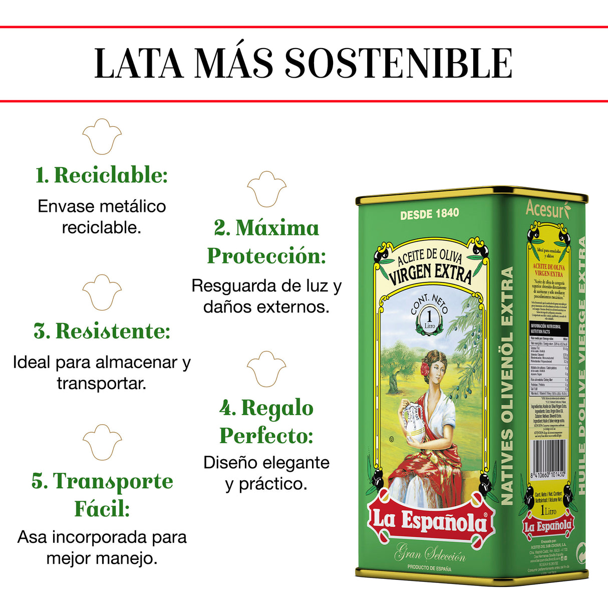 Aceite de Oliva Virgen Extra en Lata 1L