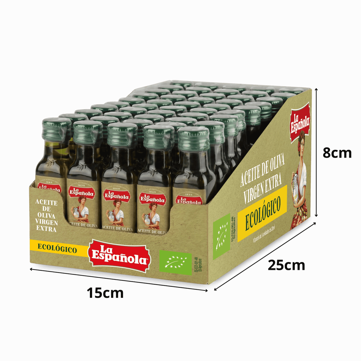 Bandejas expositorias (4x50) 200 miniaturas de Aceite de Oliva Virgen Extra Ecológico de 20ml
