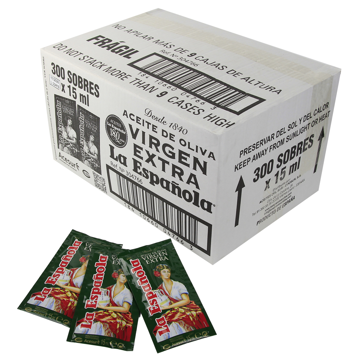 300 Sobres de Aceite de Oliva Virgen Extra de 15ml