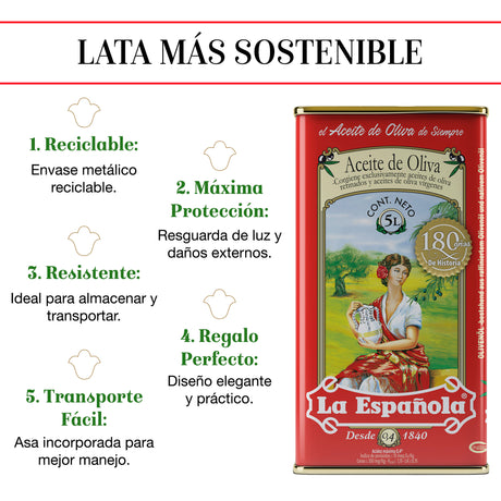 Aceite de Oliva Suave 0,4º La Española en Lata 5L