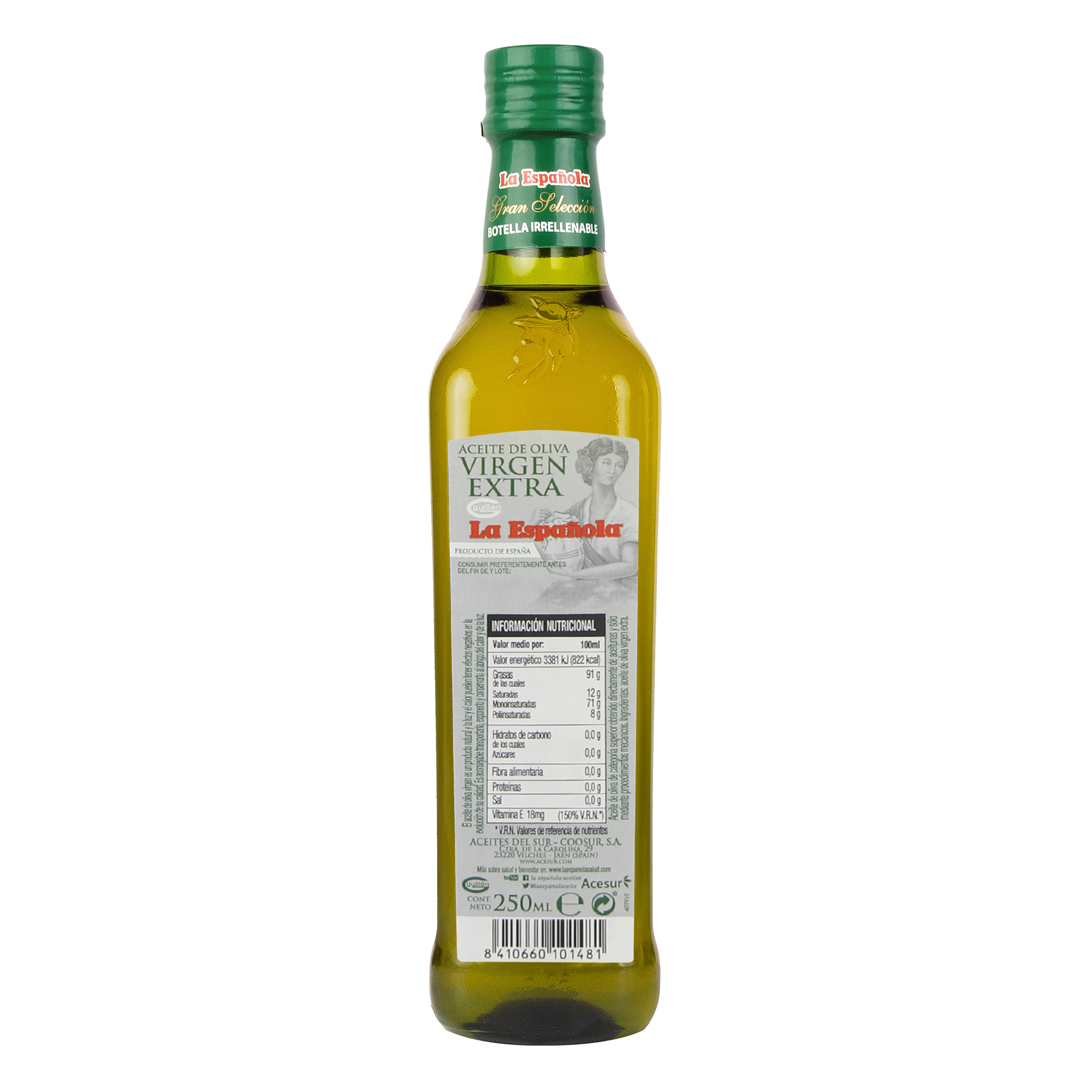 Botella Irrellenable Aceite de Oliva Virgen Extra 250 ml - Aceitunas López