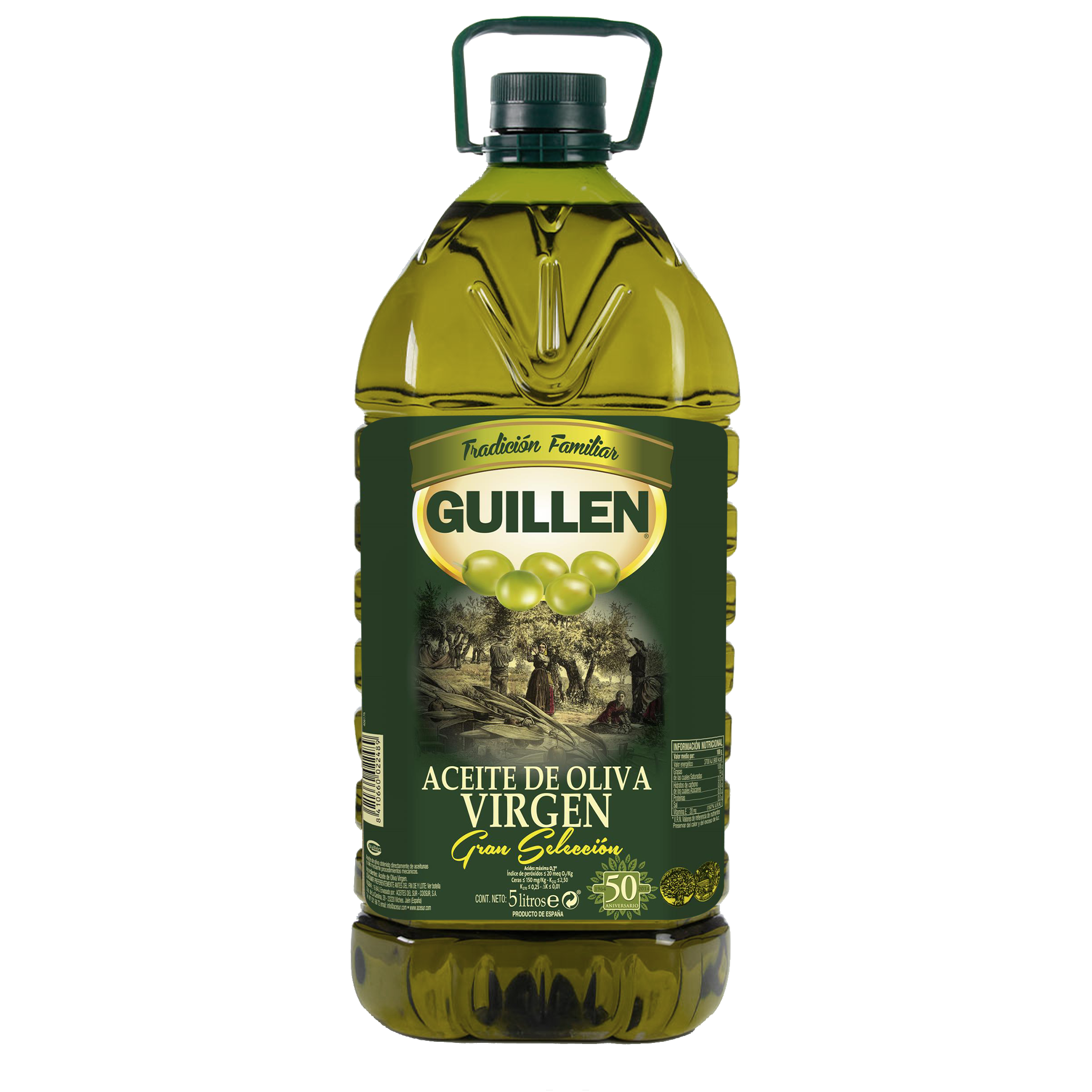 Aceite de Oliva Virgen Extra. Garrafa de 5 litros.