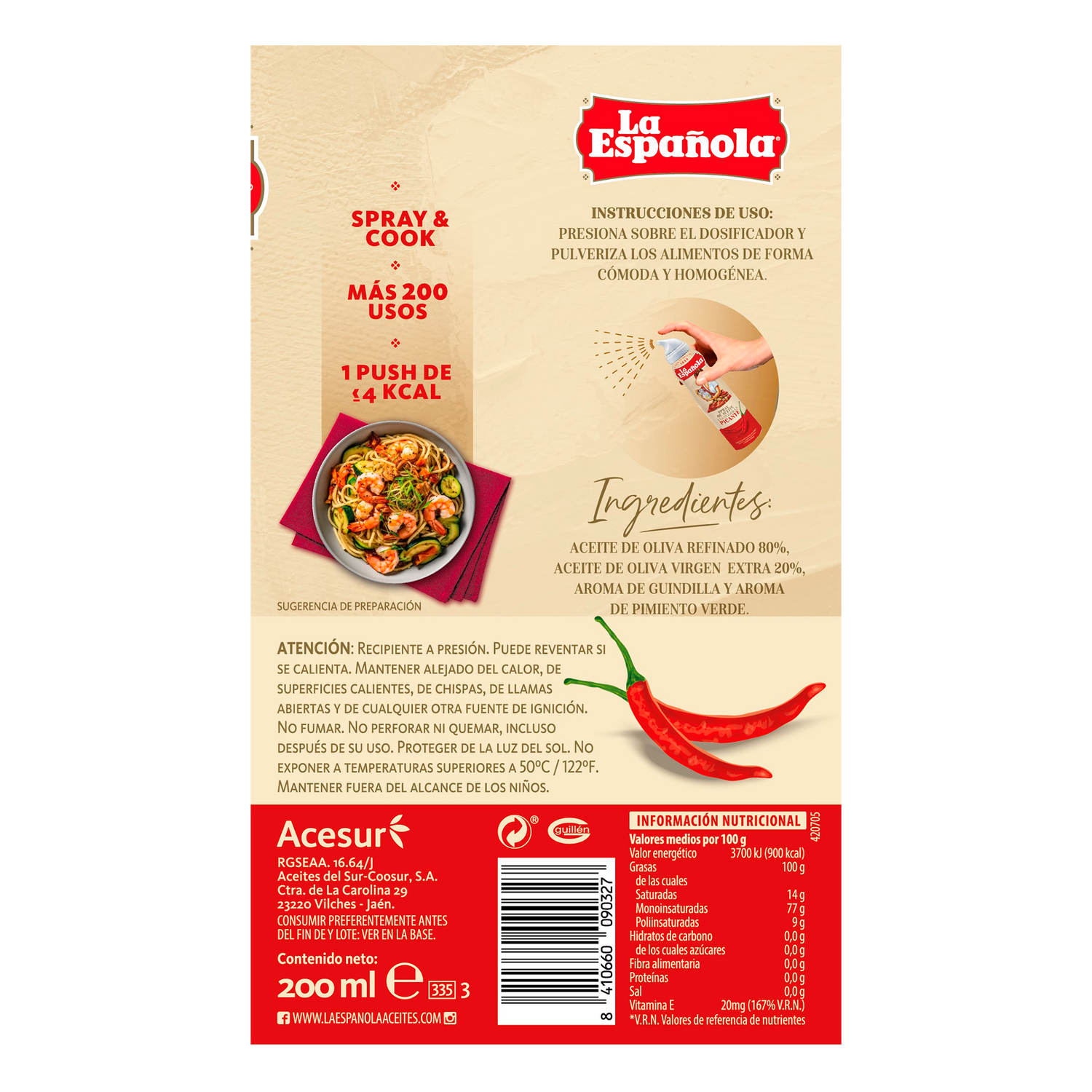 Aceite de Oliva Picante La Española en Spray 200 ml