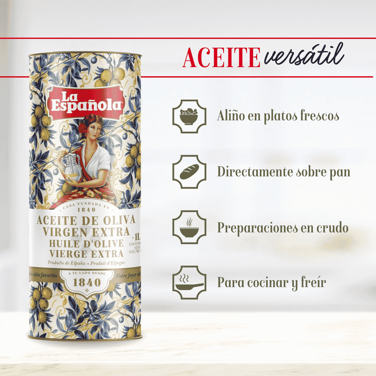 Aceite de Oliva Virgen Extra en Lata Cilíndrica 1L